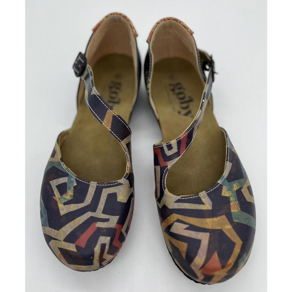 Goby Size EU 38 Women's Mary Jane D'Orsay Cut Shoes Geometric Comfort